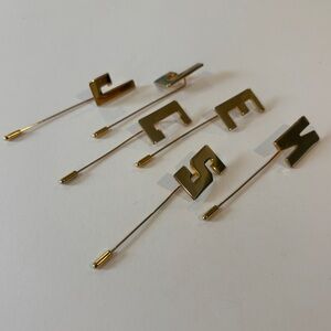 Vintage Estate Gold Tone Hat Pins with Initial Letters (J, C, E, S, N)